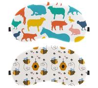 Lot de 2 masques de sommeil jaunes à motif cœur rose miel, bloquant complètement la lumière pour les yeux pour dormir sur le côté, bandeau pour les yeux de nuit zéro pression oculaire, couverture