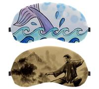 Lot de 2 masques de sommeil Kongfu chinois avec peinture de Tai Chi, masque pour les yeux bloquant complètement la lumière pour dormir sur le côté, bandeau pour les yeux zéro pression nocturne