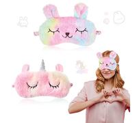 Lot de 2 Masques de Sommeil, Masque 3D Sommeil Mignon pour Enfants, Masque de Sommeil en Peluche pour Filles, Masque de Sommeil Ultra Doux, pour Filles et Garçons, Sieste, Voyage