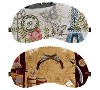 Lot de 2 masques de sommeil, masque de sommeil avec carte au trésor pour les yeux pour homme et femme, masque respirant pour les yeux