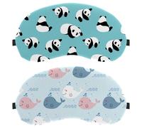 Lot de 2 masques de sommeil, masque de sommeil coloré à motif de baleine de catoon bloquant la lumière pour homme et femme, masque respirant pour les yeux de nuit