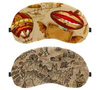 Lot de 2 masques de sommeil, masque de sommeil complètement bloquant la lumière pour les yeux pour dormir sur le côté, rétro antique carte du monde boussole, zéro pression oculaire, bandeau pour les