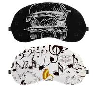 Lot de 2 masques de sommeil, masque de sommeil complètement bloquant la lumière pour les yeux pour dormeur latéral, bandeau pour les yeux de nuit zéro pression oculaire, motif notes de musique vintage