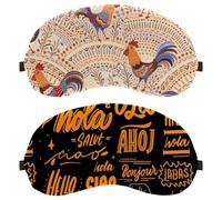 Lot de 2 masques de sommeil, masque de sommeil Hello différentes langues bloquant la lumière pour homme et femme, masque respirant pour les yeux