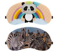 Lot de 2 masques de sommeil, masque de sommeil motif zèbre animal sauvage pour homme et femme, masque respirant pour les yeux
