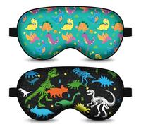 Lot de 2 masques de sommeil, masque de sommeil pour les yeux de dinosaure, masque de sommeil avec sangle réglable, masque de sommeil occultant pour enfants, adolescents, adultes, pour dormeurs