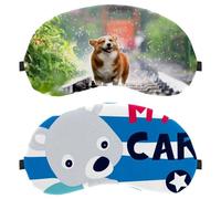 Lot de 2 masques de sommeil, masque de sommeil respirant avec motif d'ours de dessin animé « I Love My Car » pour homme et femme
