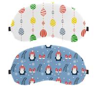 Lot de 2 masques de sommeil, masques de sommeil bloquant la lumière pour homme et femme, gants de pingouin de Noël, flocon de neige, masque respirant pour les yeux
