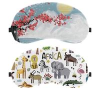 Lot de 2 masques de sommeil, masques de sommeil bloquant la lumière pour les yeux pour homme et femme, motif animaux africains, masque respirant pour les yeux