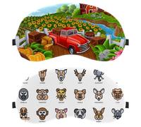 Lot de 2 masques de sommeil, masques pour les yeux pour homme et femme, masque de nuit sans pression, tête d'animal mince, icônes de couleur, masque de sommeil respirant, blocage de la lumière