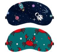 Lot de 2 masques de sommeil, masques pour les yeux pour homme et femme, motif carb rouge dessin animé, couleur bleue, sans pression, masque de nuit respirant, blocage de la lumière