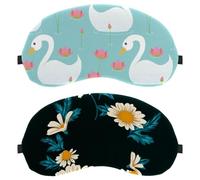 Lot de 2 masques de sommeil, masques pour les yeux pour homme et femme, sans pression, masque de nuit respirant à motif floral, couleur foncée, blocage de la lumière