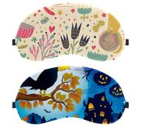 Lot de 2 masques de sommeil mignons en forme de corbeau avec chapeau de sorcière et citrouille pour homme et femme qui dorment sur le côté, masque de nuit avec sangle réglable, bandeau pour les yeux