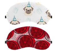 Lot de 2 masques de sommeil modernes de couleur rouge citron, masque de sommeil anti-lumière pour homme et femme, masque de nuit respirant
