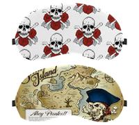 Lot de 2 masques de sommeil motif carte au trésor et tête de mort pour homme et femme - Respirants - Zéro pression oculaire pour dormir