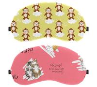 Lot de 2 masques de sommeil motif chat qui ne bouge pas, rose foncé, masque pour les yeux pour homme et femme, masque de sommeil respirant, zéro pression oculaire pour dormir
