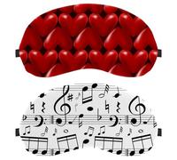 Lot de 2 masques de sommeil noirs et blancs avec notes de musique sur écailles pour homme et femme, masques de sommeil respirants, zéro pression oculaire pour dormir