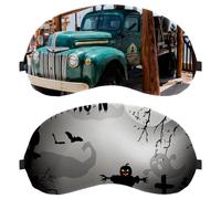 Lot de 2 masques de sommeil noirs pour Halloween, fantôme, chat, épouvantail, chauve-souris, tombe, pour dormir sur le côté, pour hommes et femmes, masque de nuit avec sangle réglable, bandeau pour