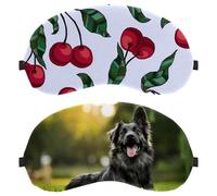 Lot de 2 masques de sommeil pour dormeurs sur le dos et le côté Happy Young Dog Prairie allemande 100 % bloquant la lumière Masque pour les yeux réglable et respirant Zéro pression oculaire