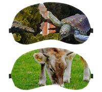 Lot de 2 masques de sommeil pour dormeurs sur le dos et sur le côté, animaux de vaches et pâturages des prairies, masque pour les yeux 100 % bloquant la lumière, couvre-yeux réglable et respirant