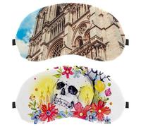 Lot de 2 masques de sommeil pour dormeurs sur le dos et sur le côté, aquarelle Dia de Muertos 100 % bloquant la lumière, masque de sommeil réglable et respirant, zéro pression oculaire