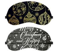 Lot de 2 masques de sommeil pour dormeurs sur le dos et sur le côté Joyeux Noël et bonne année, masque pour les yeux 100 % bloquant la lumière, couverture des yeux réglable et respirante, zéro