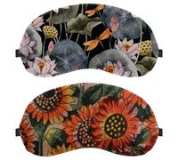 Lot de 2 masques de sommeil pour dormeurs sur le dos et sur le côté, masque pour les yeux 100 % bloquant la lumière, tournesol rétro, beau masque de sommeil réglable et respirant, zéro pression