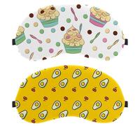 Lot de 2 masques de sommeil pour dormeurs sur le dos et sur le côté, masque pour les yeux 100 % bloquant la lumière, motif avocat cerise, jaune réglable et respirant, zéro pression oculaire