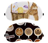 Lot de 2 masques de sommeil pour dormeurs sur le dos et sur le côté, masque pour les yeux bloquant 100 % de la lumière, délicieux café latte art café réglable et respirant, zéro pression oculaire