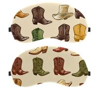 Lot de 2 masques de sommeil pour dormeurs sur le dos et sur le côté, masque pour les yeux bloquant la lumière, bottes de cowboy Wild West sans couture, réglables et respirants, zéro pression oculaire