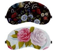 Lot de 2 masques de sommeil pour dormeurs sur le dos et sur le côté, motif fleurs de camélia, masque pour les yeux bloquant la lumière, réglable et respirant, zéro pression oculaire