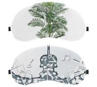 Lot de 2 masques de sommeil pour dormeurs sur le dos et sur le côté, motif notes de musique de guitare, 100 % bloquant la lumière, couverture des yeux réglable et respirante, zéro pression oculaire