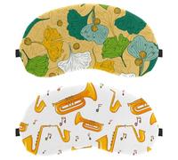 Lot de 2 masques de sommeil pour dormeurs sur le dos et sur le côté, motif notes de musique de saxophone doré, masque pour les yeux bloquant la lumière, couverture des yeux réglable et respirante