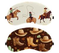Lot de 2 masques de sommeil pour dormeurs sur le dos et sur le côté, style cowboy Wild West, marron cactus, masque pour les yeux bloquant la lumière, réglable et respirant, zéro pression oculaire
