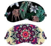 Lot de 2 masques de sommeil pour dormir sur le côté, masque de sommeil doux à motif mandala indien psychédélique pour homme et femme, blocage complet de la lumière, bandeau nocturne zéro pression