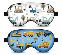 Lot de 2 masques de sommeil pour enfants, véhicules de chantier avec boucle réglable, masque de sommeil doux et léger, masque de sommeil occultant pour enfants, adolescents, adultes, maison, voyage