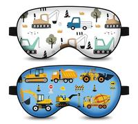Lot de 2 masques de sommeil pour enfants, véhicules de chantier avec boucle réglable, masque de sommeil doux et léger, masque de sommeil occultant pour enfants, adolescents, adultes, maison, voyage