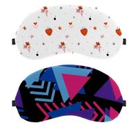 Lot de 2 masques de sommeil pour homme et femme - Motif géométrique abstrait triangle violet bleu rose bloquant la lumière avec sangle réglable