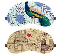 Lot de 2 masques de sommeil pour homme et femme, motif romantique vintage, motifs parisiens, respirants, zéro pression oculaire pour dormir