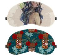 Lot de 2 masques de sommeil pour homme et femme qui dorment sur le côté, icônes Aloha vintage bloquant la lumière, masque de nuit avec sangle réglable, bandeau pour les yeux de nuit