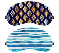 Lot de 2 masques de sommeil pour homme et femme qui dorment sur le côté, masque de nuit avec motif vague d'eau bleue avec sangle réglable