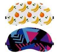 Lot de 2 masques de sommeil pour homme et femme qui dorment sur le côté - Masque de nuit avec sangle réglable - Motif géométrique abstrait triangle violet bleu rose