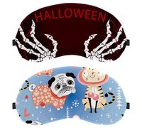 Lot de 2 masques de sommeil pour homme et femme qui dorment sur le côté - Masque pour les yeux bloquant la lumière avec sangle réglable, carlin, chien, chat, cœur, neige, hiver