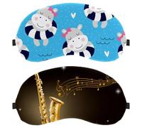 Lot de 2 masques de sommeil pour homme et femme, saxophone doré sur fond noir, sans pression, masque de nuit respirant, blocage de la lumière