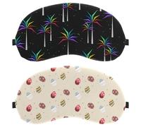 Lot de 2 masques de sommeil pour hommes et femmes, collection de motifs de Pâques plats sans pression, masque de nuit respirant, blocage de la lumière