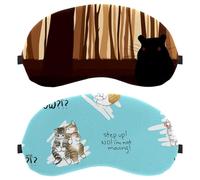 Lot de 2 masques de sommeil pour hommes et femmes qui dorment sur le côté, masque de nuit avec motif chat qui ne bouge pas, bloque la lumière bleue avec sangle réglable, bandeau pour les yeux de nuit
