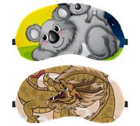 Lot de 2 masques de sommeil pour hommes et femmes qui dorment sur le côté, masque de nuit avec sangle réglable, masque de nuit marron tatouage de dragon