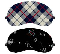Lot de 2 masques de sommeil pour hommes et femmes qui dorment sur le côté, masque de nuit avec sangle réglable, motif chats et phrases avec lignes blanches, bandeau pour les yeux de nuit