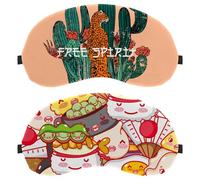 Lot de 2 masques de sommeil pour hommes et femmes qui dorment sur le côté - Motif dessin animé kawaii - Motif gastronomie japonaise - Masque de nuit avec sangle réglable