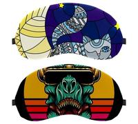 Lot de 2 masques de sommeil pour hommes et femmes qui dorment sur le côté, motif dinosaure T Rex devant le coucher de soleil rétro, masque de nuit avec sangle réglable, bandeau pour les yeux de nuit